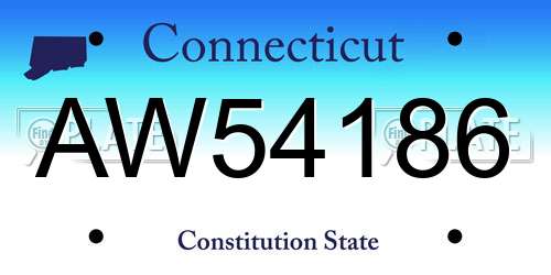 AW54186 Connecticut License Plate