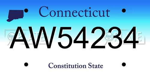 AW54234 Connecticut License Plate