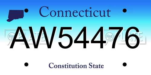 AW54476 Connecticut License Plate