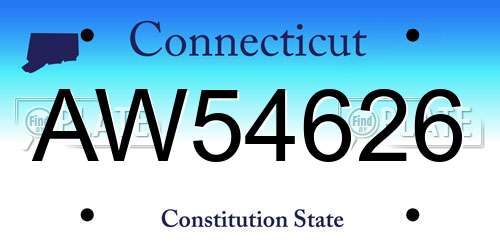 AW54626 Connecticut License Plate