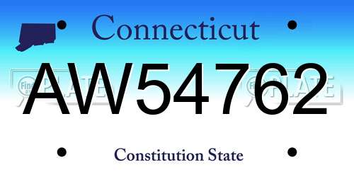AW54762 Connecticut License Plate