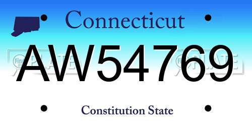 AW54769 Connecticut License Plate