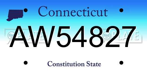 AW54827 Connecticut License Plate