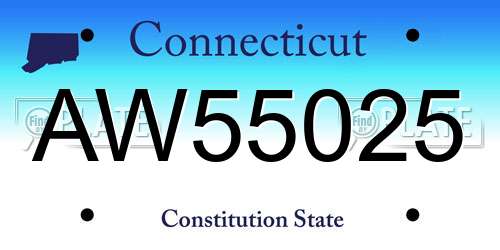 AW55025 Connecticut License Plate