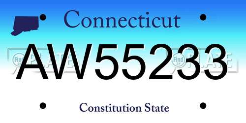 AW55233 Connecticut License Plate