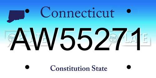 AW55271 Connecticut License Plate