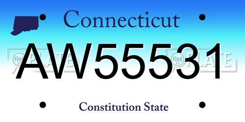 AW55531 Connecticut License Plate