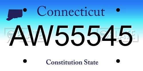AW55545 Connecticut License Plate