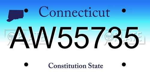 AW55735 Connecticut License Plate