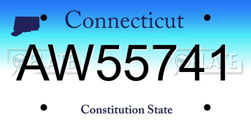 AW55741 Connecticut License Plate