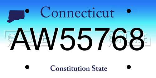AW55768 Connecticut License Plate