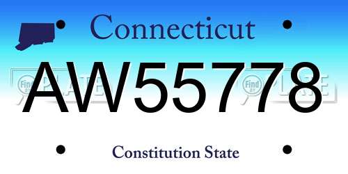 AW55778 Connecticut License Plate