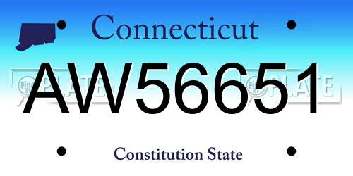 AW56651 Connecticut License Plate