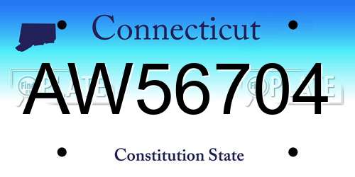 AW56704 Connecticut License Plate