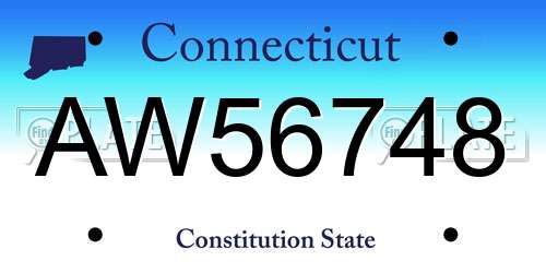 AW56748 Connecticut License Plate