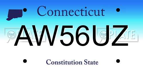 AW56UZ Connecticut License Plate