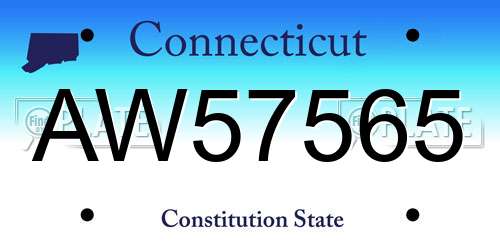 AW57565 Connecticut License Plate