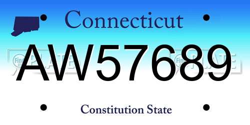 AW57689 Connecticut License Plate