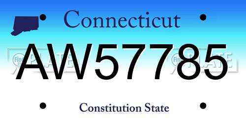AW57785 Connecticut License Plate