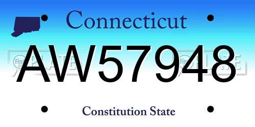 AW57948 Connecticut License Plate