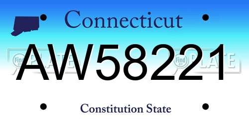 AW58221 Connecticut License Plate