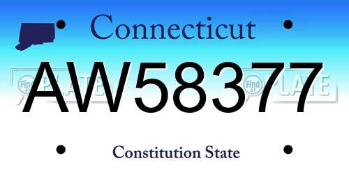 AW58377 Connecticut License Plate