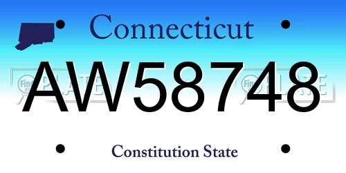 AW58748 Connecticut License Plate