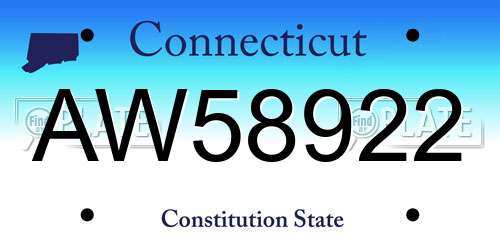 AW58922 Connecticut License Plate
