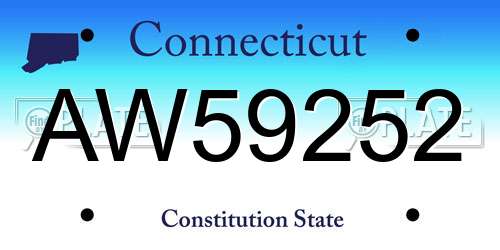 AW59252 Connecticut License Plate