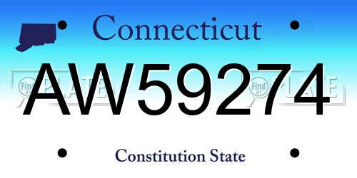 AW59274 Connecticut License Plate