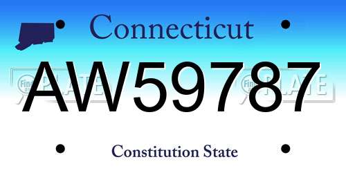 AW59787 Connecticut License Plate