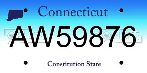 AW59876 Connecticut License Plate