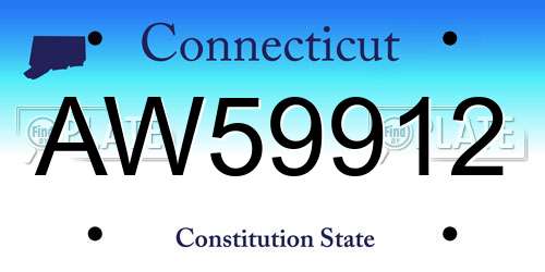 AW59912 Connecticut License Plate