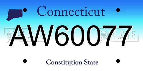 AW60077 Connecticut License Plate