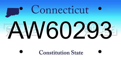 AW60293 Connecticut License Plate