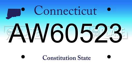 AW60523 Connecticut License Plate
