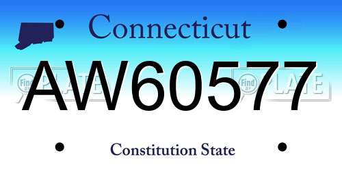 AW60577 Connecticut License Plate