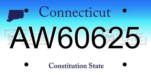 AW60625 Connecticut License Plate