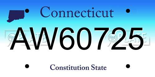 AW60725 Connecticut License Plate