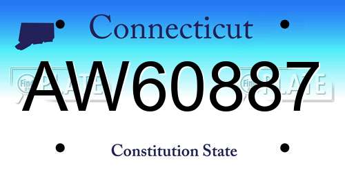 AW60887 Connecticut License Plate