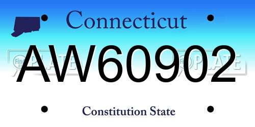 AW60902 Connecticut License Plate