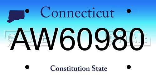 AW60980 Connecticut License Plate