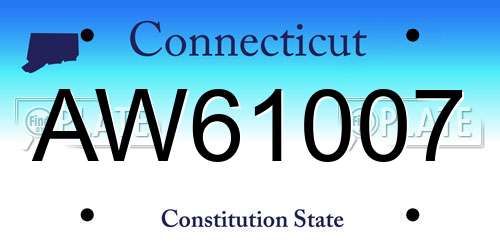 AW61007 Connecticut License Plate