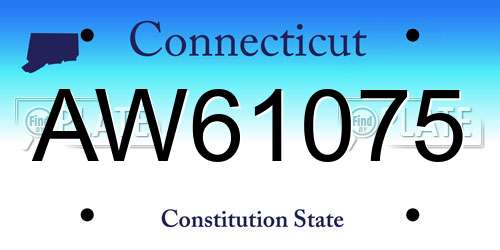 AW61075 Connecticut License Plate