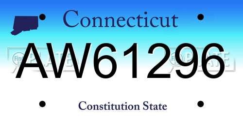 AW61296 Connecticut License Plate
