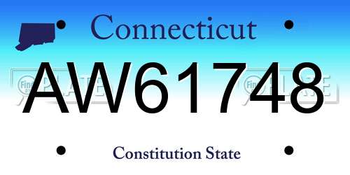 AW61748 Connecticut License Plate