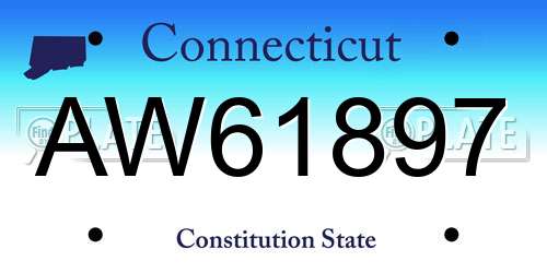 AW61897 Connecticut License Plate