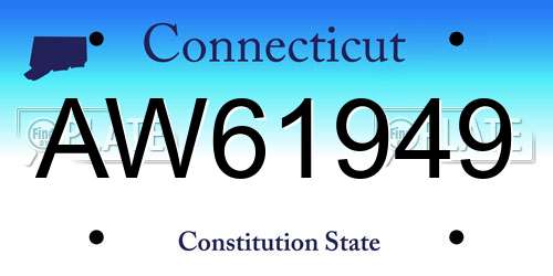 AW61949 Connecticut License Plate