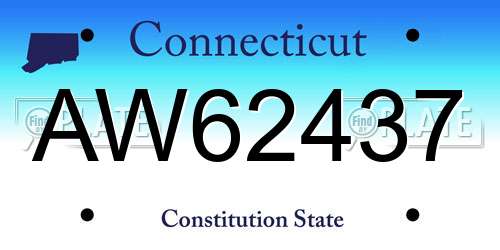 AW62437 Connecticut License Plate