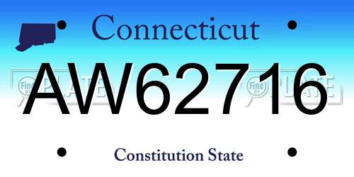 AW62716 Connecticut License Plate